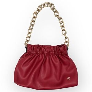 Rachel Zoe Dahlia Red Clutch Shoulder Handbag w/ Gold Chain Handbag